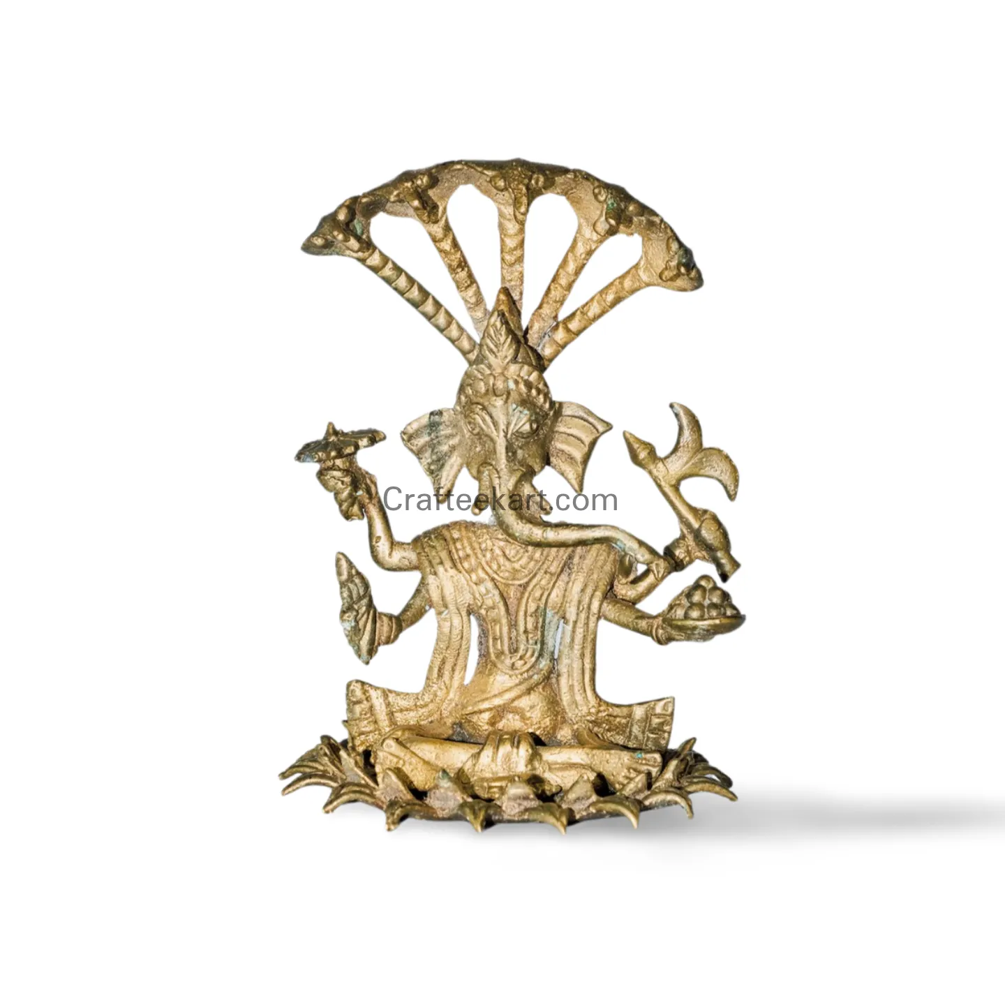 Dokra Multi-Armed Ganesha with Cobra Canopy