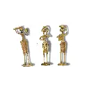 Three Tribal Dokra Figures in Daily Life Poses