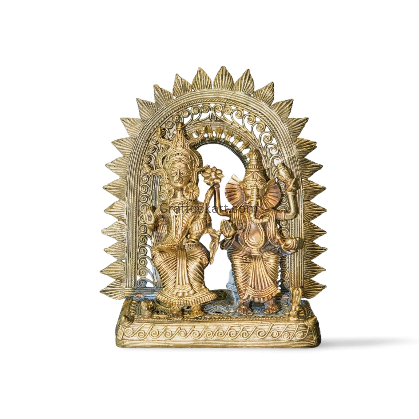 [DOC-BR-LO-LAGA-M2-010] Dokra Lakshmi and Ganesha Seated Under Ornamental Arch