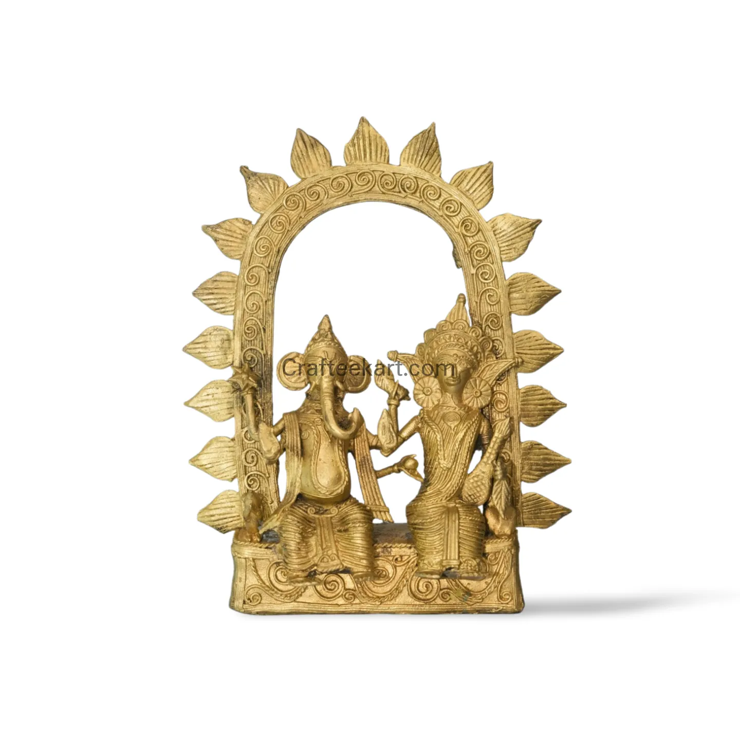 [DOC-BR-LO-LAGA-M2-011] Dokra Lakshmi and Ganesha with Sunburst Arch