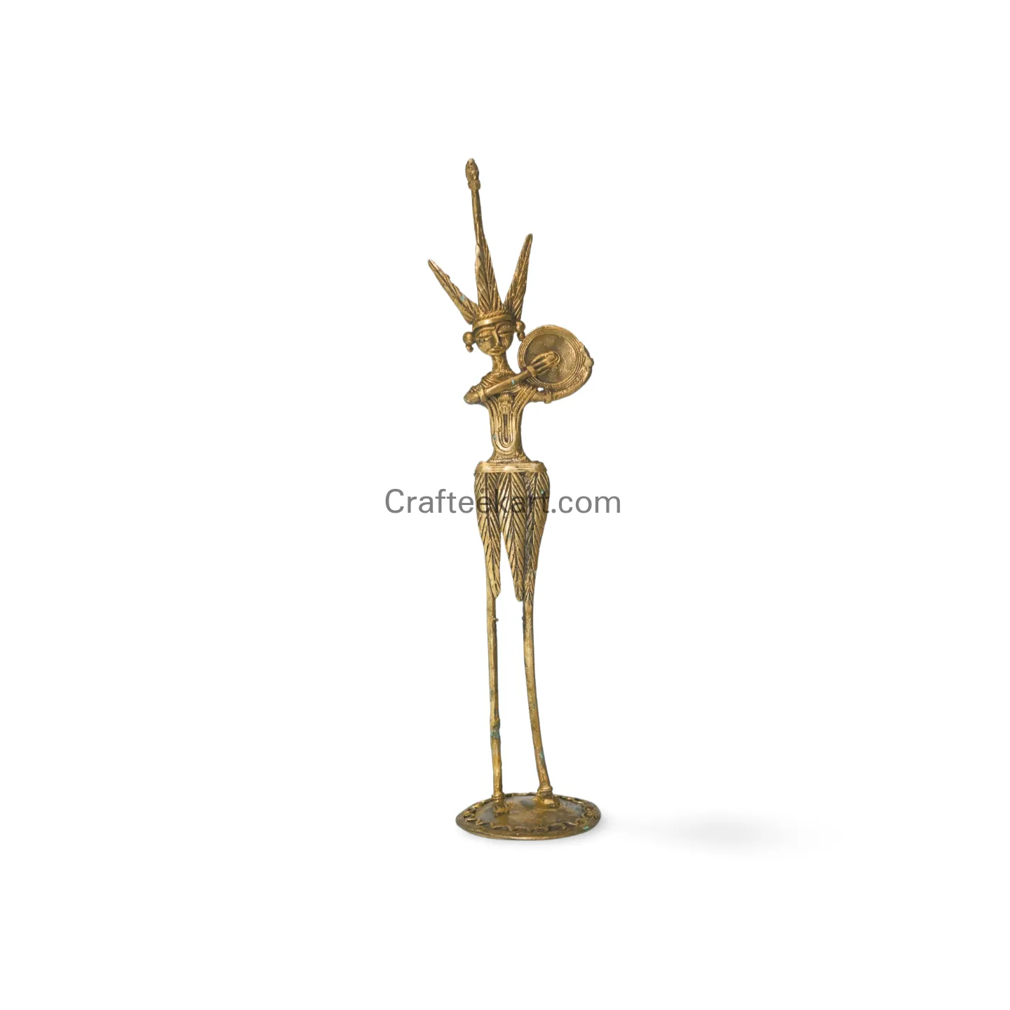 [DOK-BR-HUM-L1-019] Dokra Tribal Musician with Elaborate Headdress