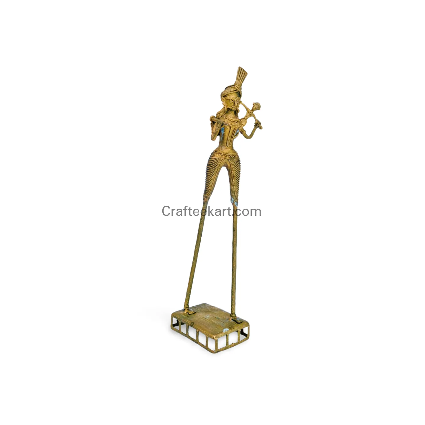 [DOK-BR-HUM-L1-020] Dokra Art Figurine of Father and Son on a Grid Base