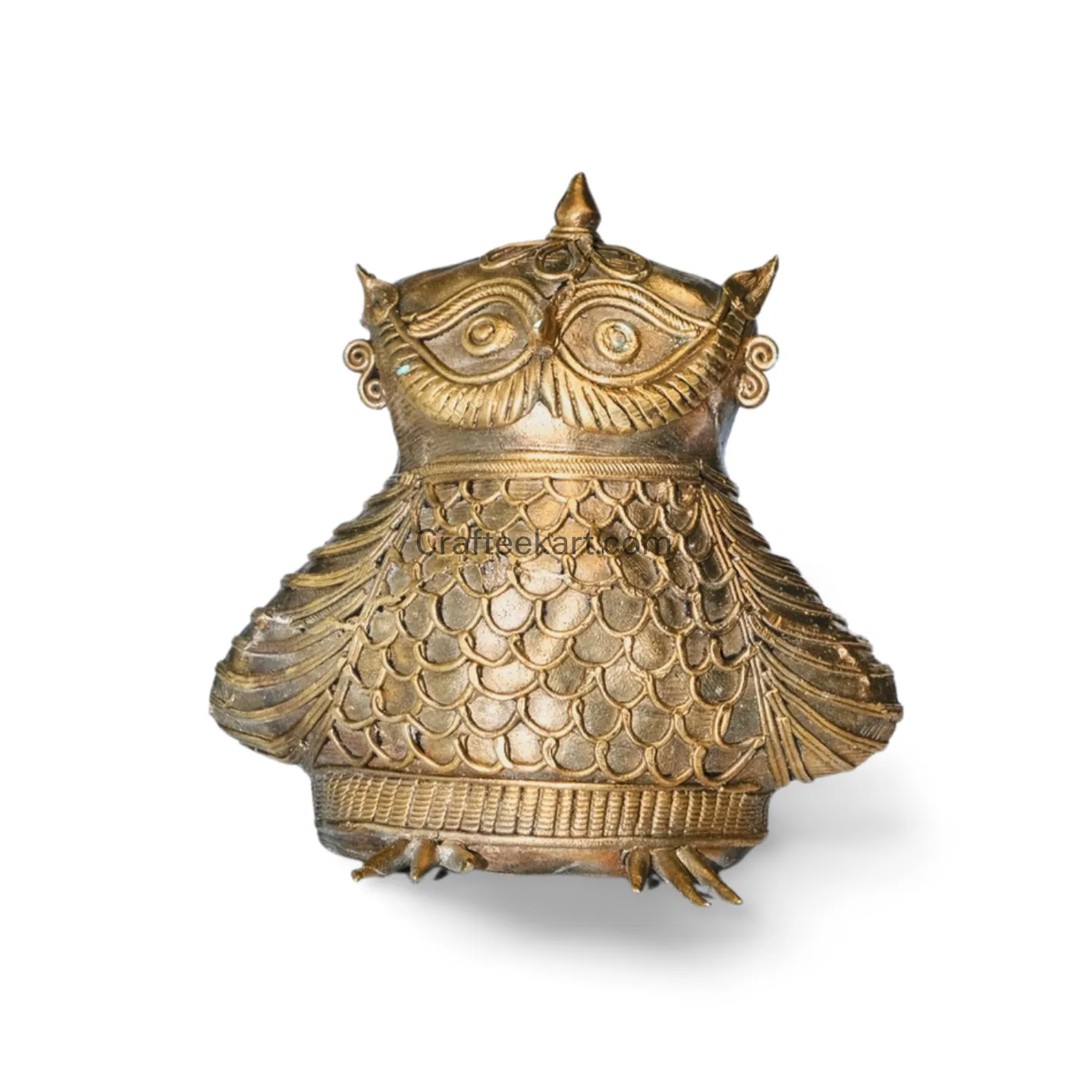 [DOK-BR-OWL-S2-020] Dokra Owl Sculpture – Symbol of Wisdom and Protection in Traditional Indian Craft
