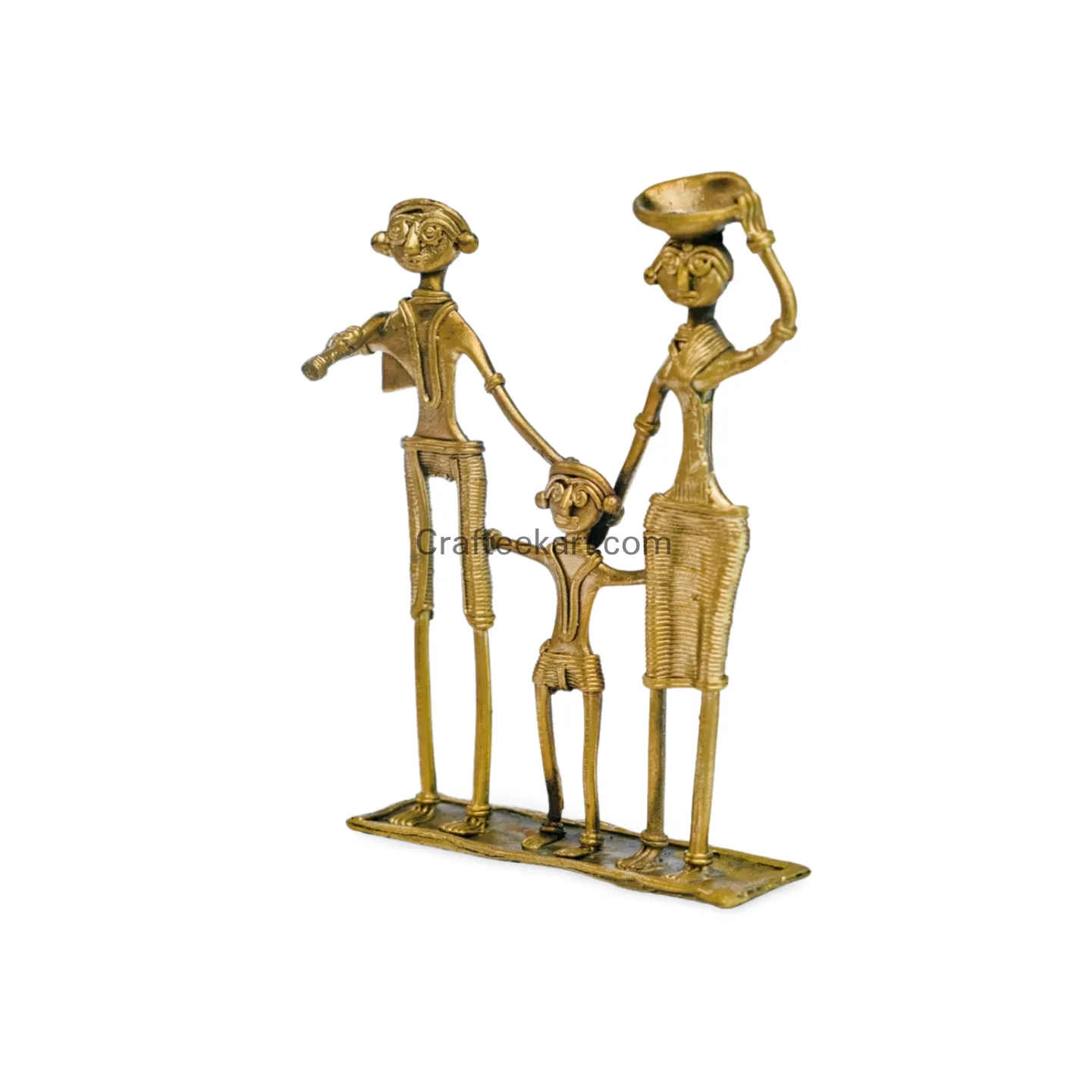[DOK-BR-HUM-S2-001] Dokra Tribal Family Figurine in Bronze